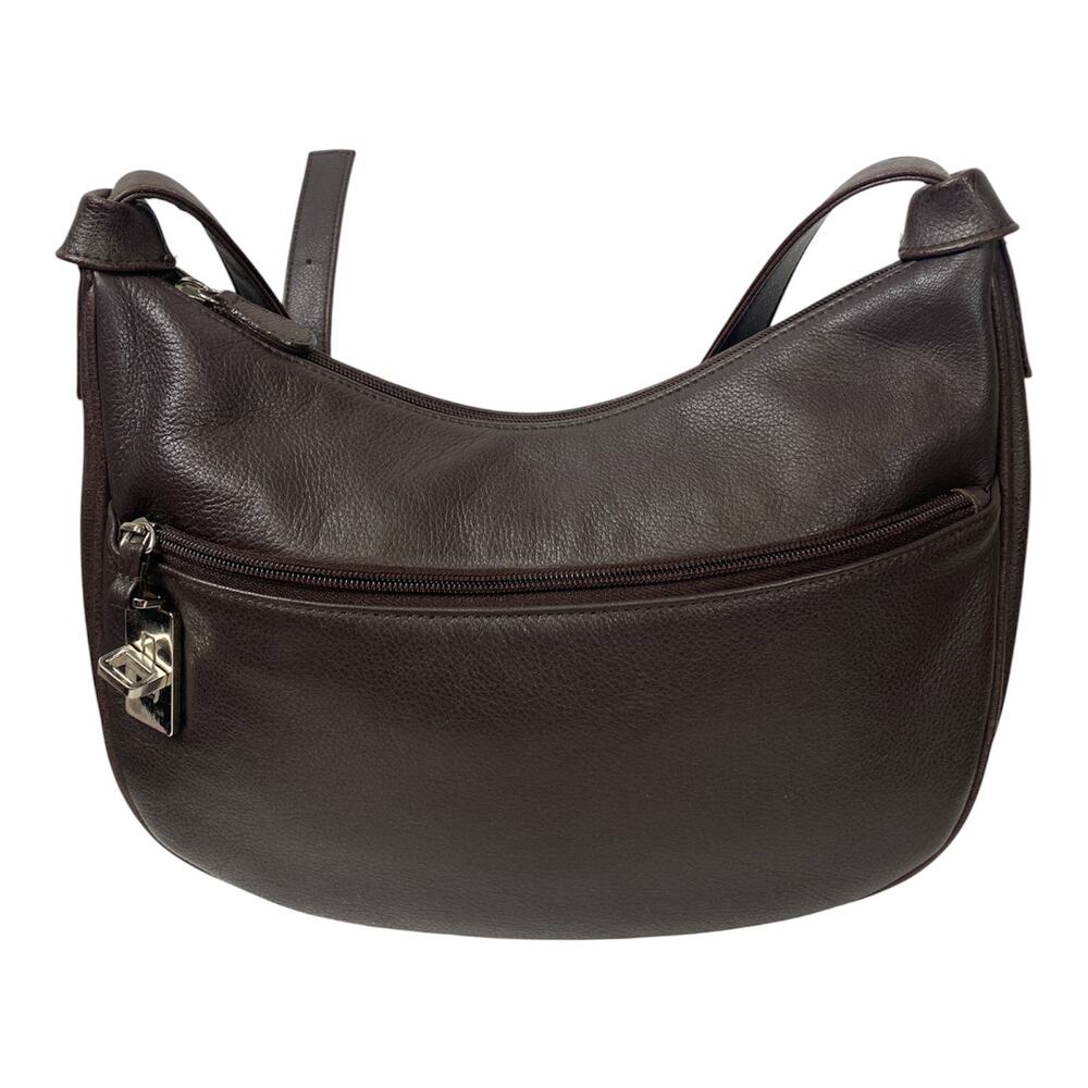 AURIELLE Women's Brown GenuinLeather Crescent Shoulder Purse with Cards inserts